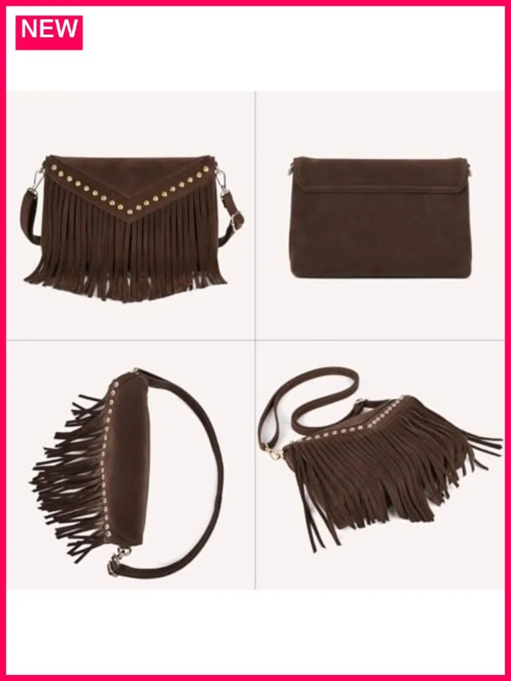 Small Fringe Western Crossbody Shoulder Suede Handbag